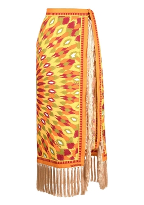 Valentino Garavani Round Rain print linen wrap skirt - 0DN MULTICOLOR