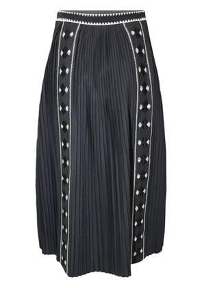 Ulla Johnson Sabina pleated embroidered midi skirt - Black