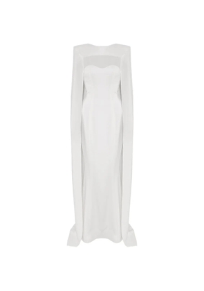 Vestiaire d'un Oiseau Libre cape-embellished asymmetrical maxi dress - White