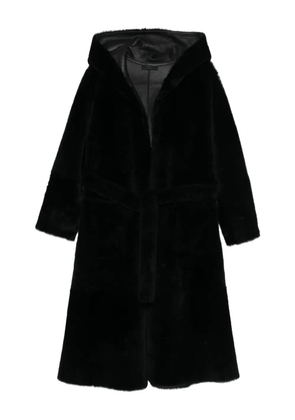 Liska hooded belted coat - Black