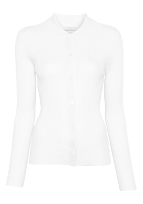Peserico ribbed collared top - White