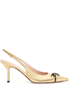 Valentino Garavani Bepointy vlogo bow slingback pumps - Gold