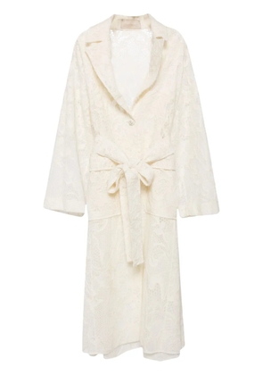 Elie Saab embroidered tulle coat - Neutrals