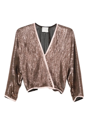 Forte Forte metallic wrap-effect top - Brown