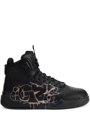 Giuseppe Zanotti Talon graffiti-print leather high-top sneakers - Black