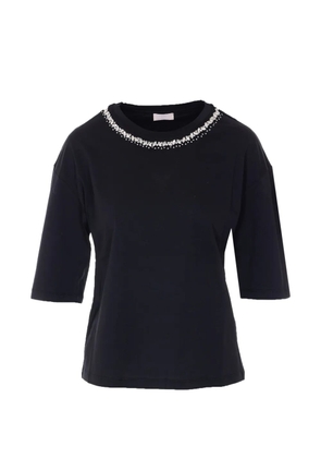 LIU JO crew-neck crystal-embellished T-shirt - Black