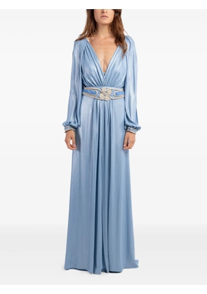Maestri long-sleeve beaded-embellishments maxi dress - Blue