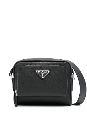 Prada enamel-logo messenger bag - Black