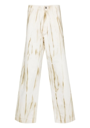 Emporio Armani abstract-print cotton jeans - Neutrals
