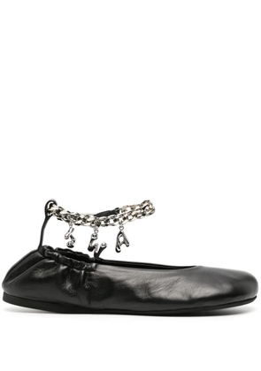 JW Anderson logo-charm leather ballerina shoes - Black