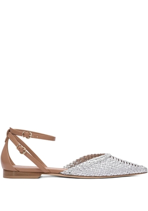 Lella Baldi woven leather ankle-strap pumps - Silver