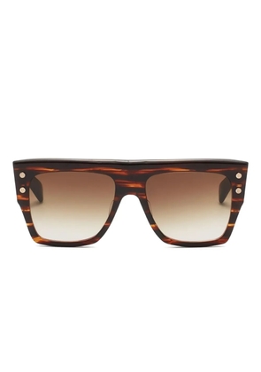 Balmain Eyewear studded square-frame sunglasses - Brown