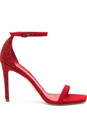 Stuart Weitzman 100mm Nudistcurve royale crystal-pearl-embellished heeled sandals - Red