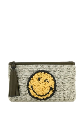 Anya Hindmarch crochet smiley-logo clutch bag - Neutrals