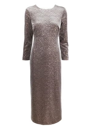 Peserico sequin-embellished velvet midi dress - Brown