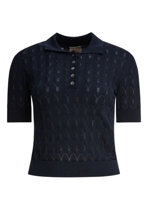 RAKKI knitted polo top - Blue