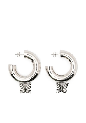 Blumarine butterfly charm hoop earrings - Silver