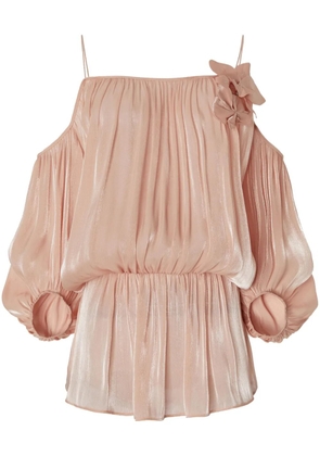 Genny floral-appliqué blouse - Pink