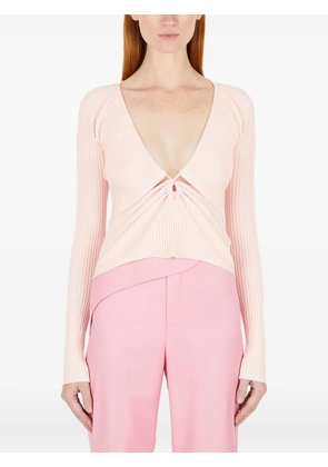 Wynn Hamlyn ruched-panel V-neck T-shirt - Pink