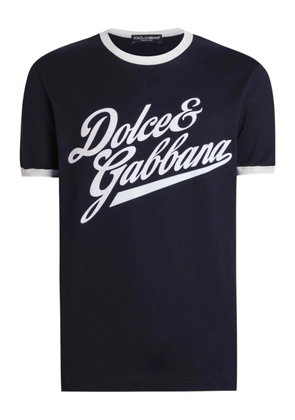 Dolce & Gabbana logo-print ringer T-shirt - Blue