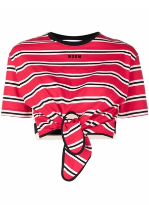 MSGM striped tie-waist T-shirt - Red