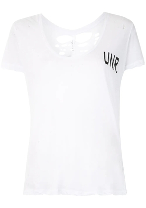 UNRAVEL PROJECT distressed UNR print T-shirt - White