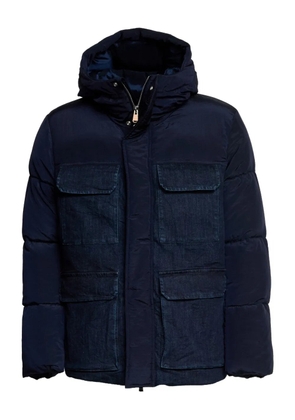 DONDUP denim-inserts hooded puffer jacket - Blue