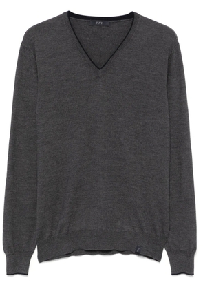 Fay virgin wool V-neck sweater - Grey