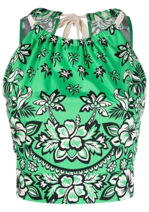 RED Valentino floral-print cropped top - Green