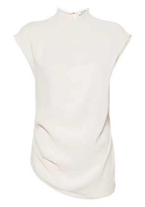 Gauchère crepe asymmetric sleeveless blouse - Neutrals