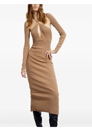 Akep cut-out ribbed midi dress - Brown