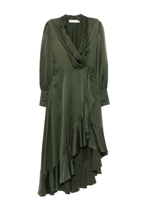 ZIMMERMANN ruffled wrap-style asymmetric dress - Green