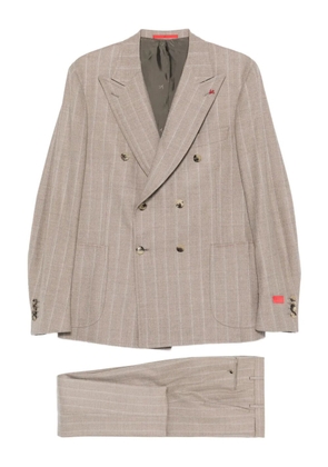 Isaia pinstripe double-breasted suit - Brown