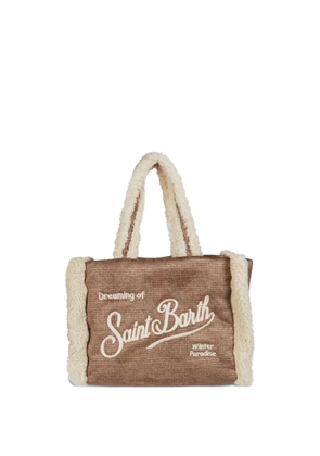 MC2 Saint Barth Colette shearling-trim knitted tote bag - Brown
