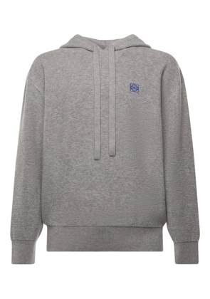 LOEWE drawstring embroidery hoodie - Grey