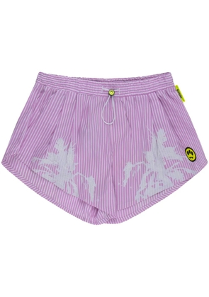 BARROW striped logo-print mini shorts - Purple