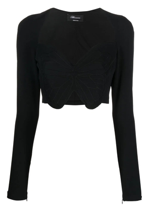 Blumarine butterfly-motif cropped top - Black