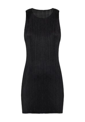 Pleats Please Issey Miyake pleated sleeveless mini dress - Black
