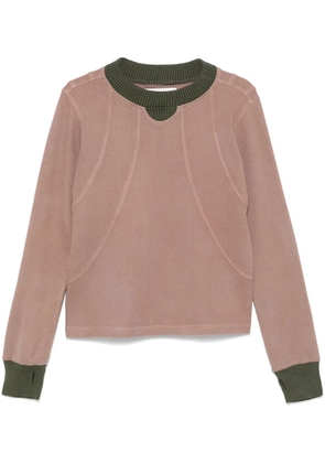 Charlie Constantinou panelled waffle sweatshirt - Brown