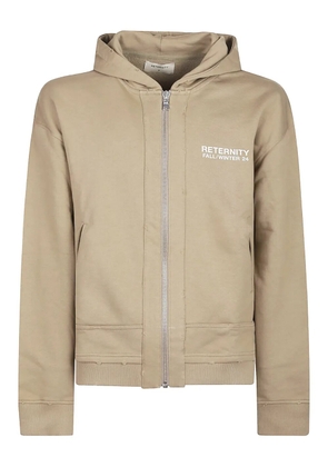 RETERNITY logo-print zip-up hoodie - TAUPE