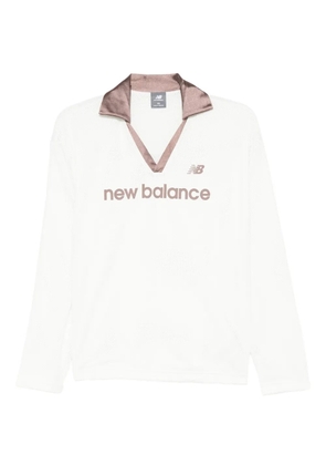 New Balance satin-collar logo-print top - White