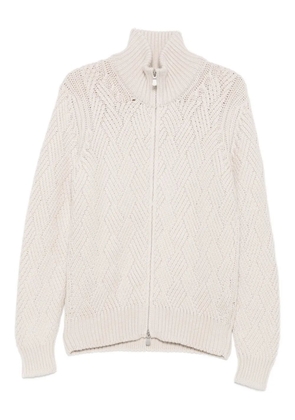 Barba patterned zip-up cardigan - Neutrals