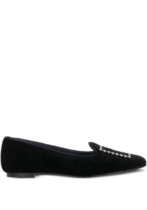 Castañer floral-embroidery velvet loafers - Black