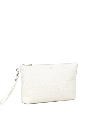 V°73 Eugenia embossed zip-top pouch - White
