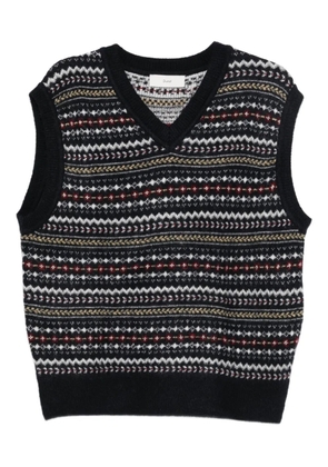 DUNST fairisle-pattern v-neck sweater - Blue