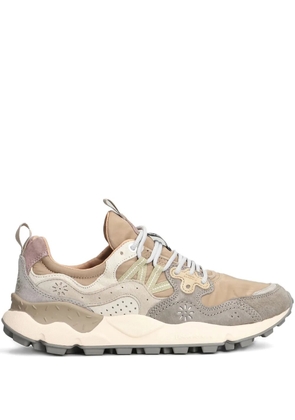 FLOWER MOUNTAIN Floral Appliqué Panelled Trainers - Neutrals