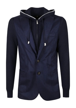 Eleventy hooded layered jacket - Blue