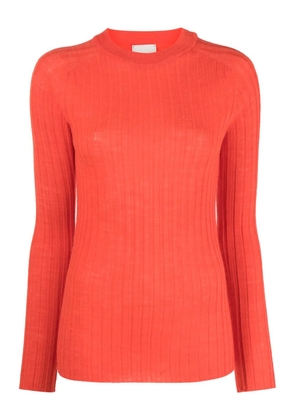 Alysi round-neck chunky ribbed-knit top - Orange