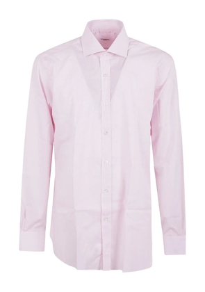 Barba striped-pattern cotton shirt - Pink
