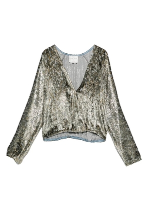 Forte Forte metallic-effect V-neck blouse - Silver